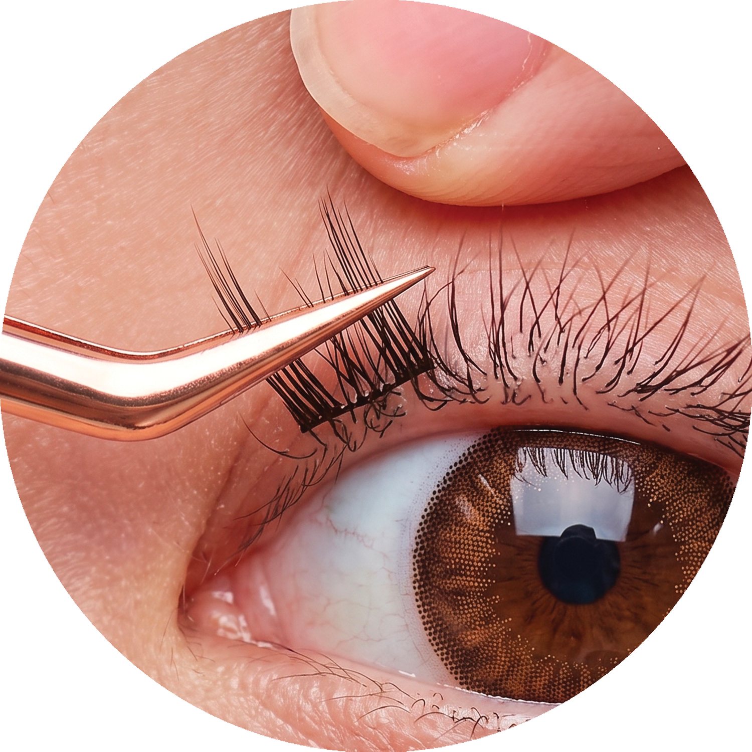 Correct lash placement beneath natural lashes