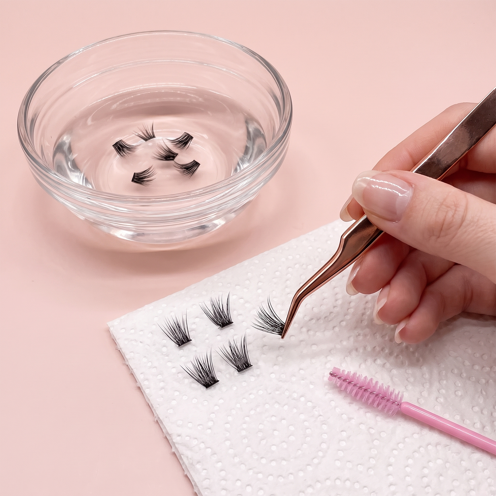 Remove bond residue from lash clusters